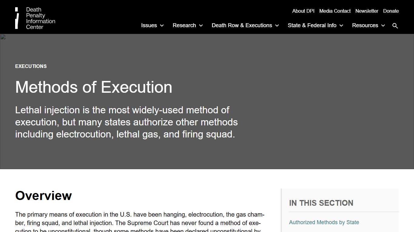Methods of Execution Death Penalty Information Center