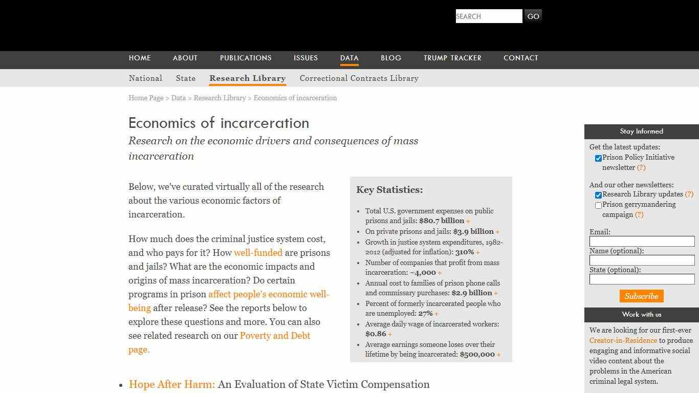 Economics of incarceration Prison Policy Initiative